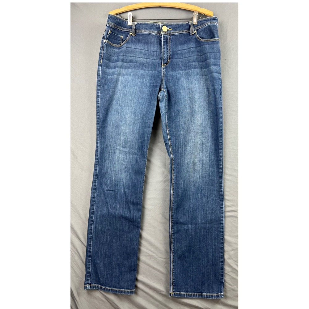 Chico's Platinum Jeans Womens 2 Regular Straight Leg Blue Medium Wash Denim